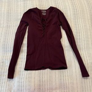 Free people maroon long sleeve top